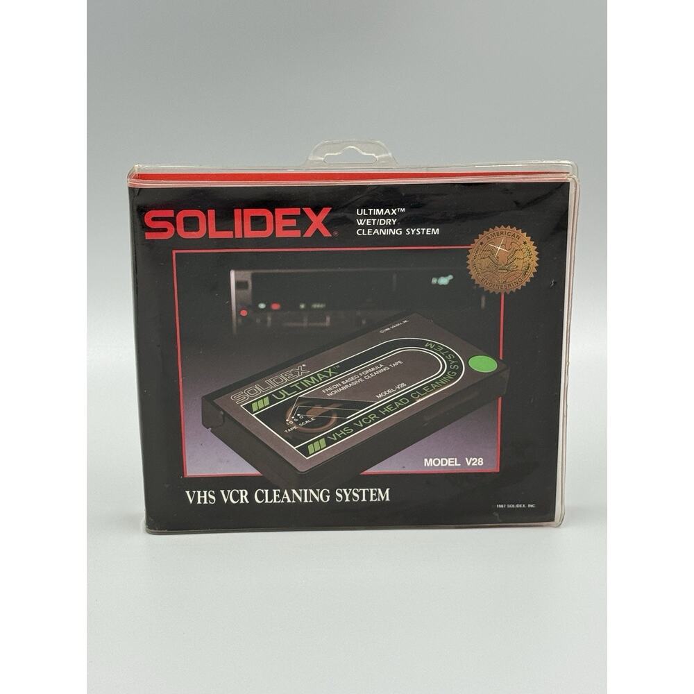 Vintage Solidex Ultimax Wet Dry VHS VCR Cleaning System V28 Auto Stop 1987